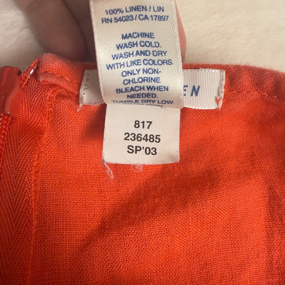 VTG Y2K Old Navy Skirt Women 16 Coral 100% Linen Cottagecore Lagenlook Flutter‎ - Picture 3 of 7